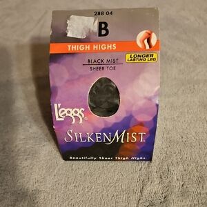 L'eggs Silken Mist Black Thigh Highs